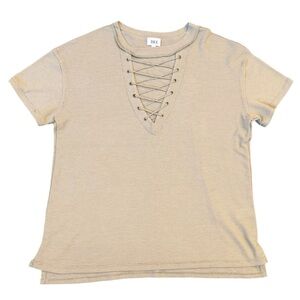 BKE Women's Sage Green Lace-Up Top Small